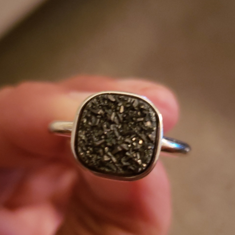 BLACK DRUZY RING SS 925 - Picture 4 of 5